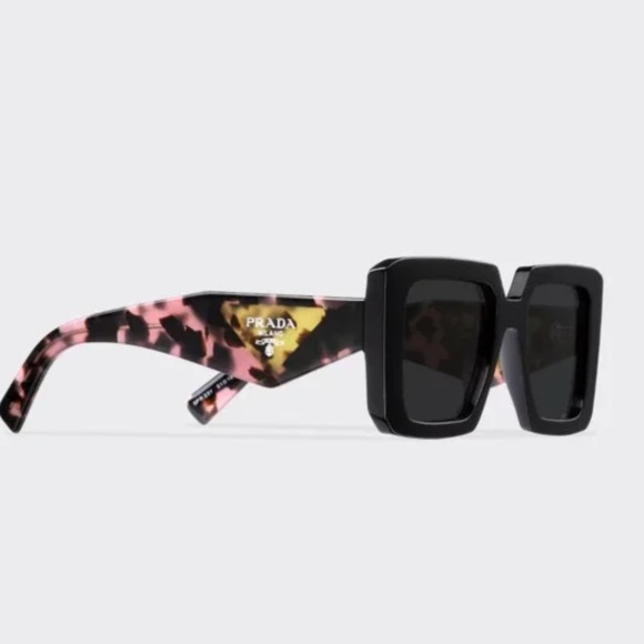Prada PR 23YS Square Oversized Sunglasses Black Pink Yellow Tortoise w/ Box - Picture 1 of 11